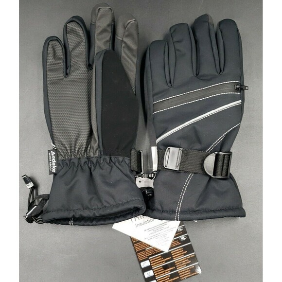 Ski Gloves Sz Small Medium TOUCH SCREEN 3M Thinsulate Waterproof Black Anti-Slip - Picture 1 of 9